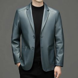 Luxury Leather Jacket Mens Suit Coat Autumn and Winter Skin Casual Small 240426
