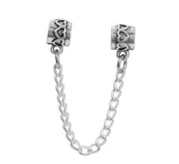 2017 Fit Sterling Silver Bracelet Heart Flower Safety Chain European Stopper Clip Lock Charm Fits Bracelet Jewellery Findings Xmas4897113