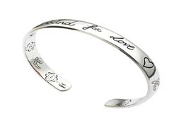Wholebrand fashion woman charm bracelet G letter engraved LOVE bird heartshaped opening bracelet Ajin version of the couple9788989