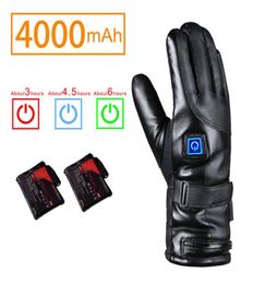 PU Leather Electric Heated Gloves Winter Warmer with Rechargeable Battery Charging Gloves for Motorcycle 2011044957748