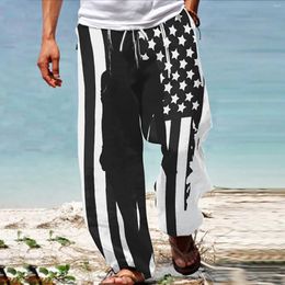 Men's Pants Men American Flag Patriotic For 4 Of July Hippie Harem Baggy Boho Yoga Casual Drop Crotch Trouser