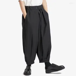 Men's Pants Black Pleated Cropped Trousers Deconstructed Japanese Dark Niche Designer Brand Men