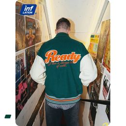 INFLATION Vintage Baseball Jacket Men Oversized Bomber Unisex Hip Hop 240428