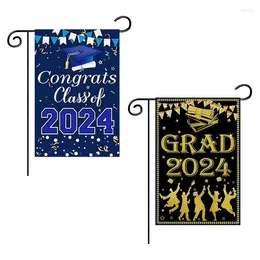 Decorative Flowers Congrats Graduation Banner Grad Garden Flags Decorations Po Props Flag Party Supplies 12 X 18