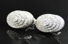 Hip Hop Earrings for Men White Gold Plated Bling Iced Out CZ Round Stud Earrings With Screw Back Jewelry21529516249