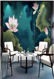 3d wallpaper custom po mural on the wall Chinese ink lotus tv background Home decor living room 3d wall murals wallpaper for wa7892607