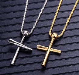 new Fashion new baseball necklace Europe and the United States personality stainless steel cross pendant titanium steel men039s7214069