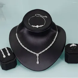 Necklace Earrings Set JEWEL Selling Item 4 PCS Women Fashion Jewellery For Wedding Engagement High Quality Cubic Zirconia Gift