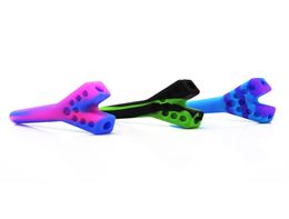 Multi Colour Silicone Smoking tobacco Pipes with Double Holes Portable dry herb Smoking Water Pipe4160716