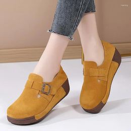 Casual Shoes Moccasins Flat Loafers Leather Tendon Soft Bottom Mom Surface