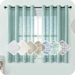 LISM Modern Short Linen Semishading Sheer Curtain for Living Room Bedroom Tulle Kitchen Window Treatment Drapes 240429