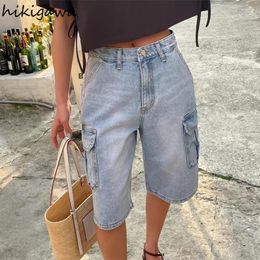 Women's Shorts Pantalones Cortos De Mujer Streetwear Vintage Jean Women High Waist Straight Y2k Wide Leg Pants Chic Casual Denim