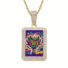Pendant Necklaces 18K Gold Plated Anime Cartoon Tree Man Star Paintings Cute Zircon Stainless Steel Necklace Fashion Mens Jewelry Party Bi