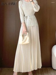 Women's Pants GVUW Fashion Pleated Wide Leg Women Loose High Waist Solid Color Casual Simplicity Elegant Lady Trousers 2024 17G5710