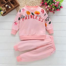 Clothing Sets Spring Autumn Baby Boys Girls Clothes Cotton Girl Floral Print Long-Sleeved T-Shirt Pants Infant 2pcs Suit