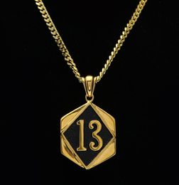 Mens Hip Hop Lucky Number 13 Celtic Gothic Pendant Necklace with 3mm 27inch Cuban Chain Necklace Fashion Jewellery Unisex4891305