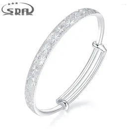 Bangle SDA High Quality Pure 999 Sterling Silver Opening Adjustable Bangles For Women 2 Size