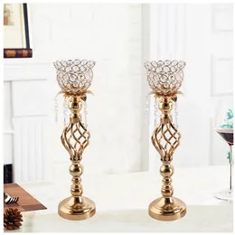 Candle Holders Europe Gold Crystal Holder Wedding Candelabra Table Centrepieces Decorative Romantic Home Candlestick Candelabros