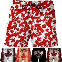 Men's Shorts Summer Leisure Vacation Beach 3D Printing Canada National Flag Graphic Surf Board Mens Swimming Trunks Beachwear