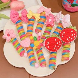 Hair Accessories Cute Elastic Hair Rubber Bands Children Girls Spiral Coil Telephone Wire Hair Ties Rope Women tail Hair Accessories