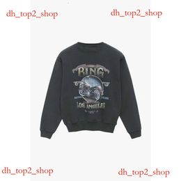 annies bing hoodie aninebing New Niche Designer Sweatshirt Pullover Casual Fashion Letter Vintage Print Round Neck Cotton Trend Loose Versatile 5915 anine binge