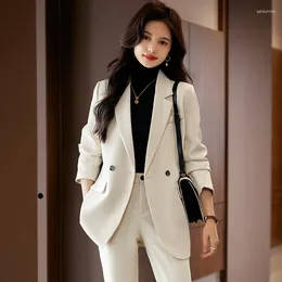 Women's Two Piece Pants High Quality Fabric Formal Business Suits Female Pantsuits Blazers Femininos For Women Professional Office Ladies