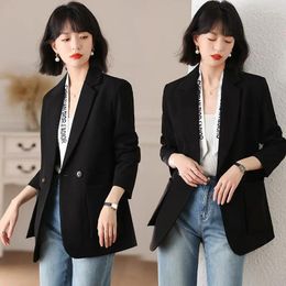 Women's Suits Office Ladies Coat Long Sleeve Single-breasted Lady Business Casual Lapel Neck Elegant Blazer Outerwears Clothes