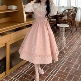 Work Dresses Super Fairy Temperament Lace Top Suspender Dress Suit Autumn Princess High Waist Slim Sweet Jacquard Material Bow