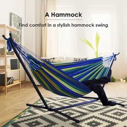 Hammocks Portable Outdoor Canvas Hammock Camping Sleeping Swing Hanging Bed Yard Garden Furniture