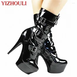 Dance Shoes Selling Leather 15CM High Heels Hollowed-out Platform Black Low - Barrel Women's