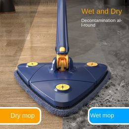 Triangular Mop Clean Tiles Extendable Triangle 360° Swivel Floor Cleaning Squeeze Mops Selfspin Wall Ceiling Tools 240422