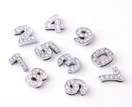 Whole 10mm 100pcslot 0 9 Number Slide Charm DIY Alloy Accessories fit for 10mm keychains wristband3080132
