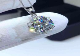 inbeaut 925 Silver 5 ct Round Excellent Cut SparklingColor Pass Diamond Test Moissanite Pendant Necklace Engagement Jewelry3364019