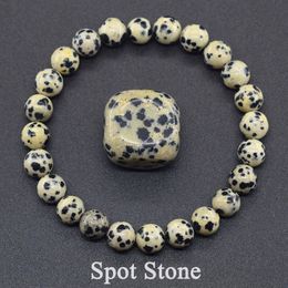 Natural Spotted Stone Beads Prayer Bracelets for Women Men Dalmatian Bracelet Yoga Meditation Energy Healing 240423