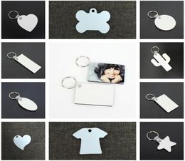 11 Styles Sublimation Blank Keychain MDF Wooden Key Pendant Thermal Transfer Doublesided Key Ring White DIY Gift Key Chain3068561