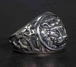 Rings Solid 925 Sterling Silver Mens Lion Ring Vintage Steampunk Retro Biker for Men Trees Deers Engraved Male Jewelry5429259