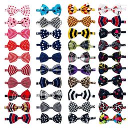 Dog Apparel 50/100pcs Adjustable Bow Ties Accessories Stripes Plaid Cat Bowties Collar Pet Grooming Supplies