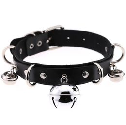 big bell choker collar for women girls necklace metal leather chocker goth anime cosplay jewelry accessories9371639