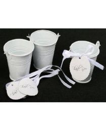 100pcslotWhite Mini bucket Favours tins wedding Favours tin pailstin candy box Favours tins4994910