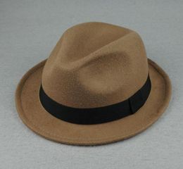 Elegant Orange Wool Fedora Hat For Women Autumn Vintage Trilby Caps Wide Brim Jazz Church Panama Men Felt Bowler Hats Yy18111 Y1909684616