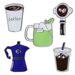 Brooches Lapel Pin Cartoon Cup Alloy Women's Brooch Exquisite Green Coffee Paint Badge Buckle For Women Badges On Backpack