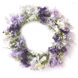 Decorative Flowers Spring Wreath For Front Door Artificial Summer With Lavender Indoor Outdoor Home Festival Decor