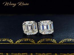 Wong Rain Classic 925 Sterling Silver Created Moissanite Gemstone Diamonds Earrings Ear Studs Wedding Fine Jewelry Whole CX20089836220159