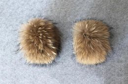 Fingerless Gloves 100 Real Genuine High Quality Raccoon Fur Cuffs 30cm Women Hand Arm Warmers L712043030