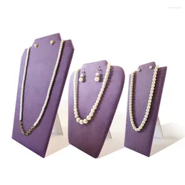 Jewelry Pouches Elegant And Gentle Taro Purple Velvet Rack Earrings Studs Necklaces Pendant Display Stand Foldable Hanging