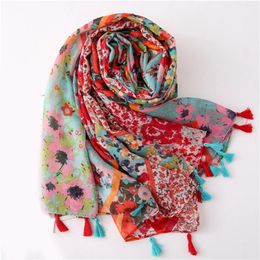 Scarves Fashion Warm Windproof Bandanna Ethnic Style Print Beach Towel The Four Seasons Tassels Shawls 180 85cm Muslim Headscarf