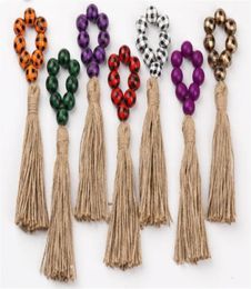 Napkin Rings Farmhouse Natural Wooden Beads Tassels Napkins Holders Buckles for Wedding Dinner Party Table Decorations4770620