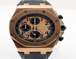 Top Quality Quartz Chronograph Outdoor Watches Stainless Steel Pink Gold Case Orange Dial Watch 42mm Mens Wristwatch With Black Le1044019