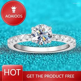 Cluster Rings DRring 0.8CT Certified D Moissanite Ring For Women Trend Sparkling Imitation Diamond Band Original Sterling Silver 925 Jewellery
