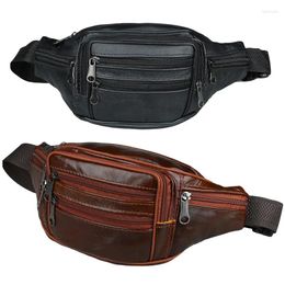 Waist Bags Outdoor Cow Leather Bag Bodypack Sports Chest Waterproof Casual Running Hip Fanny Pack Zipper Pouch Anti-theft Packs